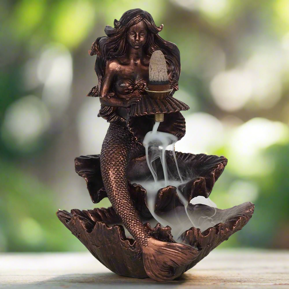 Bronze Effect Mermaid Backflow Incense Burner