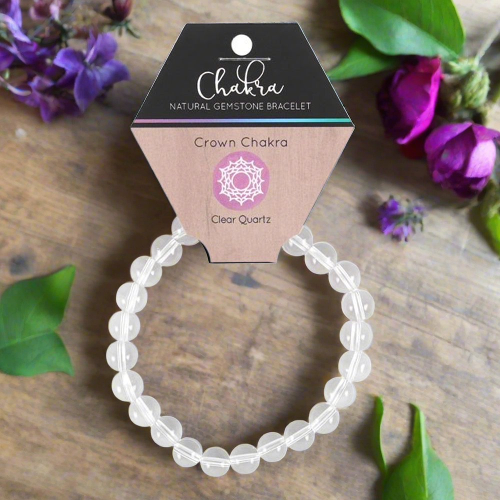 Crown Chakra Clear Quartz Gemstone Bracelet
