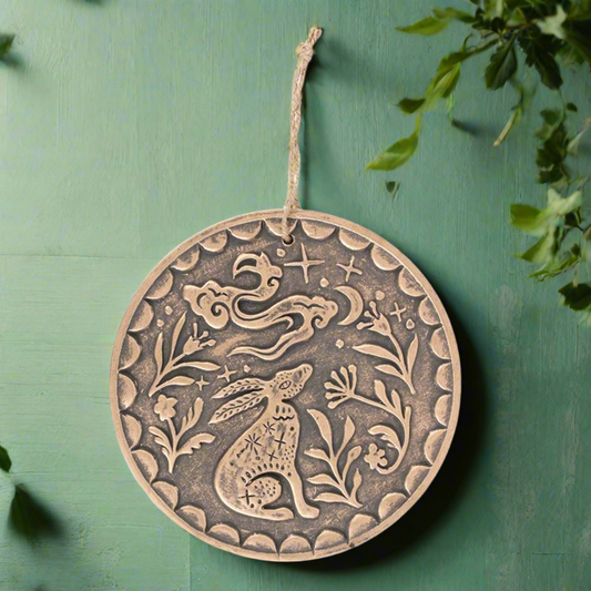 Bronze Midnight Hare Terracotta Plaque