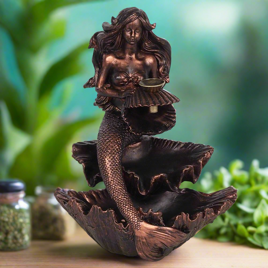 Bronze Effect Mermaid Backflow Incense Burner