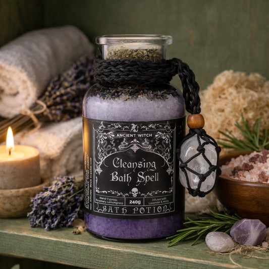 Ancient Witch Bath Ritual CLEANSING Potion & Crystal Amulet