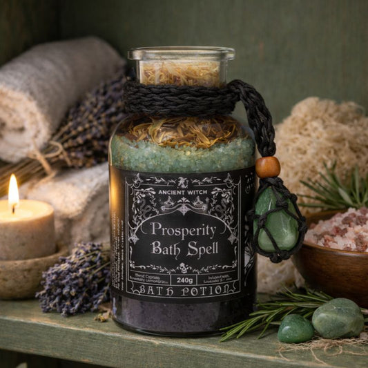 Ancient Witch Bath Ritual PROSPERITY Potion & Crystal Amulet