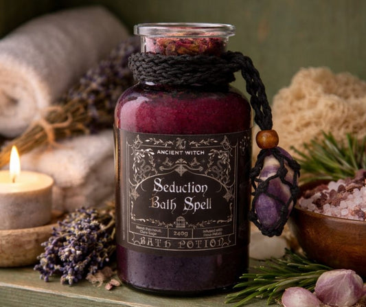 Ancient Witch Bath Ritual SEDUCTION Potion & Crystal Amulet