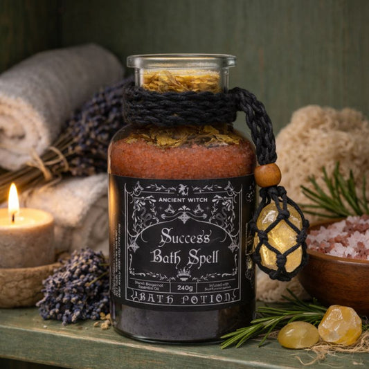 Ancient Witch Bath Ritual SUCCESS Potion & Crystal Amulet